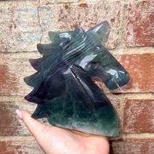 Fluorite Unicorn Carved Crystal 724-755g Stone Ornament Statue Energy Calming