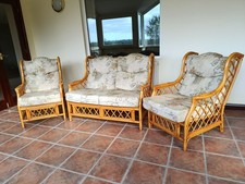 Cane Conservatory three piece suite - Two-seater settee and two single chairs. 