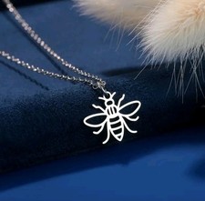 Bee Necklace Bumblebee Style Design Silver Stainless Steel Brilliant Jewellery 