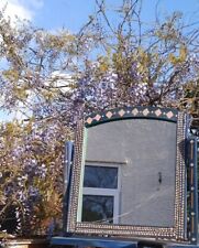 Freestanding Swirl Upcycled Handpainted Textured Frame Vanity Mirror with Stand