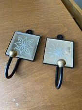 Set of 2 handmade mirror wall hooks, for closet, metal, for hanging towels 