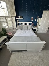 White Wooden Framed Double Bed