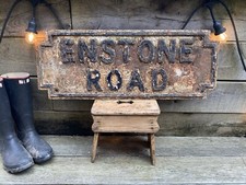 Victorian/Edwardian Antique Street Sign Cast Iron ENSTONE ROAD Liverpool