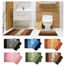 Bath & Toilet Mat for Bathroom Soft Stripe Water Absorbent Bathroom Set Halo
