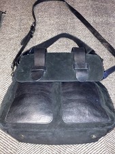 Gianni Conti Luxury Black Leather And Suede Very Roomy Shoulder Bag