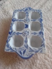 Vintage Blue And White X 6 Egg