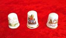 3 x FINE BONE CHINA THIMBLES - VARIOUS THEMES - NURSERY RHYME, VALENTINE, XMAS