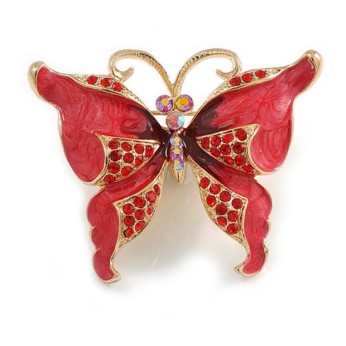 Pink enamel red crystal - pink,