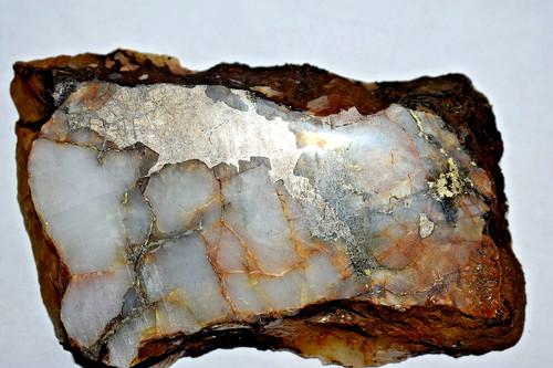 Gold silver quartz - gold, slab