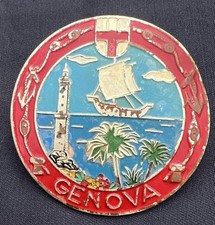 GENOVA LIGURIA GENOA ITALY ITALIAN MOTOR CAR VINTAGE BADGE BAR EMBLEM INSIGNIA