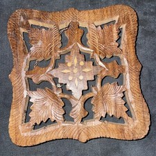 Vintage Carved Wooden Trivet