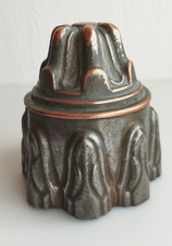 ANTIQUE VICTORIAN ROUND COPPER TIN JELLY CAKE MOULD MOLD DESERT ASPIC (D)