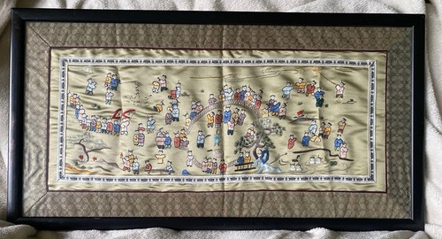 Vintage framed chinese silk - chinese,