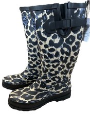 Tu Size 5 Tan Animal Print Knee Length Wellies Bnwt Wellington Boots Buckle