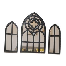 3 Pieces Gothic Wall Mirrors Baroque Wall Mirrors Cathedral Arch Frame Goth Room