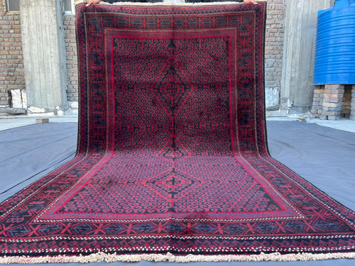 5x8 vintage afghan baluchi - baluchi, red