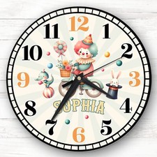 Circus Clown Bike Personalised Gift For Kid's Bedroom Clock