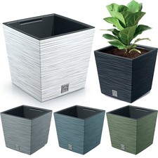 Square Modern Look Low Planter Flower Plant Pot Indoor Outdoor Garden Decor