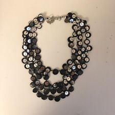 Black Layered necklace with Silver Sequins mirror effect Womens Jewellery M&S