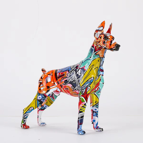 Resin doberman dog statue - resin,