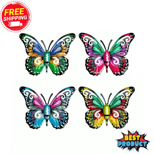4pcs metal butterfly wall art - metal,