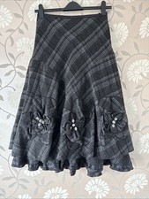 Per Una Size 16 Skirt Fit & Flare Layered Grey Check Boho Midi