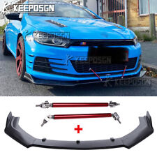 For VW Scirocco III Matte Front Bumper Lip Splitter Spoiler Body Kit +Strut Rods