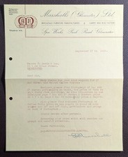 1937 Marshalls Ltd Spa Works Gloucester Furniture Makers Letter Oak Bureau