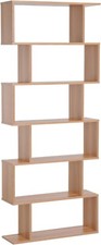 6 Tier Tall Bookcase S Shape Room Divider Shelving Unit Storage Display Maple UK