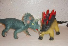 Large Rubber Dinosaurs 56cm/22” Long x 2 Stegosaurus Triceratops Indestrucable