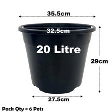 20 Litre Black Plant Pots