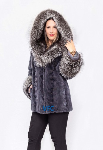 Navy mink jacket with - mink,