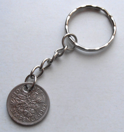 1962 sixpence keyring - 1962,