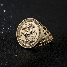 GOLD ST GEORGE SOVEREIGN RING