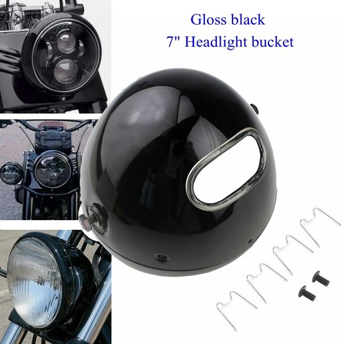 Gloss black headlight - black, 7"