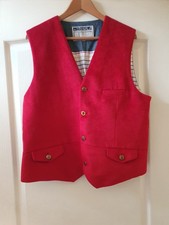 Joules Red Velvet Style  Waistcoat Fox Button Fits Size L Large