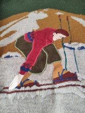 FILA vintage retro wool ski, sports, green jumper, unisex, size Medium