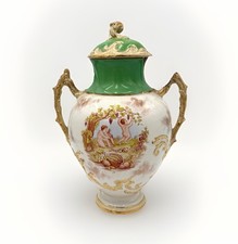 Vtg Cherub Porcelain Urn Vase
