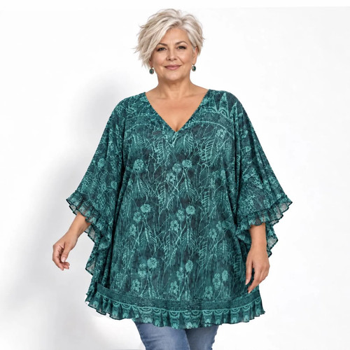 Oversized top poncho - top, ruffle