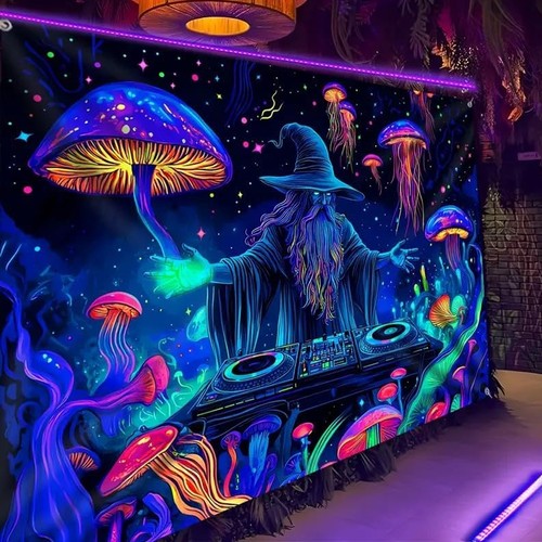 Blacklight forest wall - forest, art