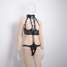 Leather women body suit - pu,