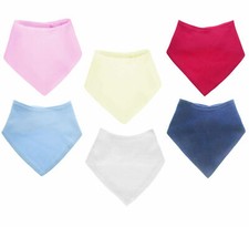Baby Boys Girls 100% Cotton Plain Bandana Bibs 1 or 3 Pack Bundle - Soft Touch