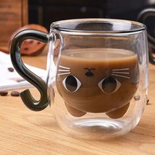 Cartoon Cat Glass Coffee Mug