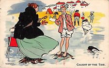 POSTCARD  COMIC    Caught  By  The  Tide              Hilda  Cowham     TUCK