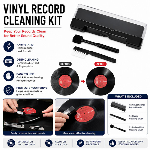 Vinyl records cleaner kit - records,
