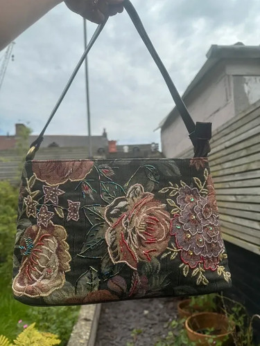 Vintage tapestry floral beaded