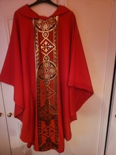 Church Priest Red Vestments Robe Clergy Chasuble With Stole Catholic Vestment