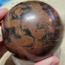 Unusual 750gm+ 8cm Red Mahogany Obsidian with Quartz veins crystal ball Orb 