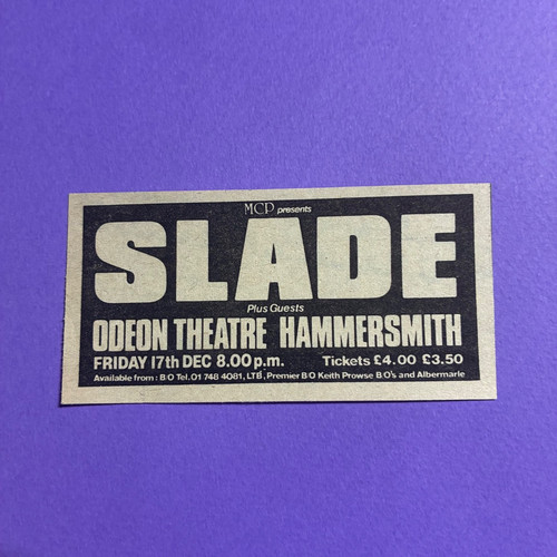 Slade gig advert hammersmith - gig,