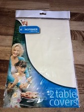 2 Plastic TABLECOVERS Table Cloth 120cm x 120cm Catering cream colour